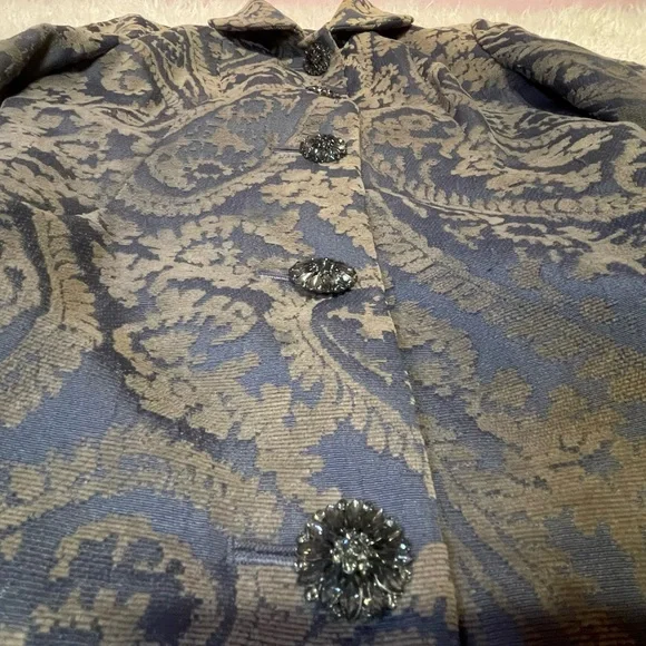 Merona Blue and Gold Paisley Coat - Picture 2 of 7